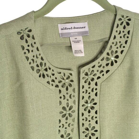 Alfred Dunner Jacket Womens 10P Petite Southampton Floral Trim Blazer Blouse - Picture 6 of 14